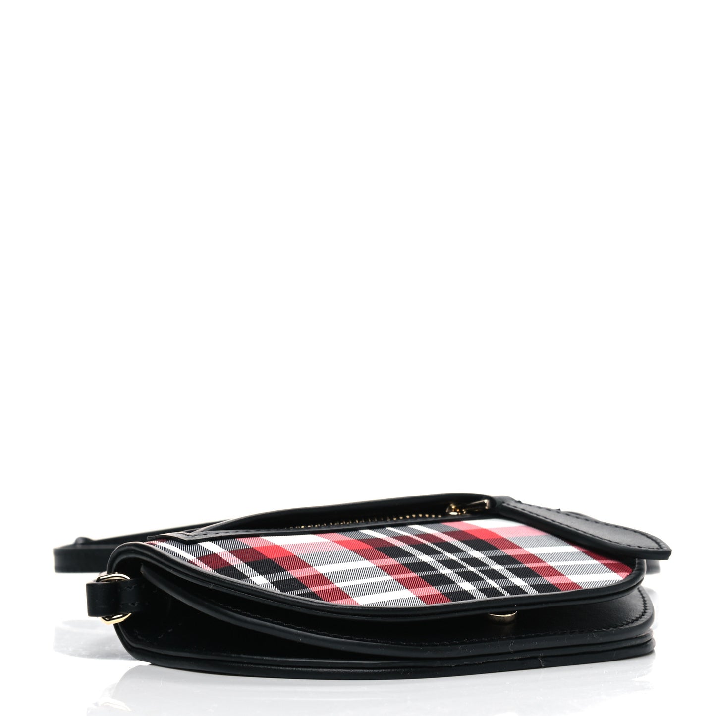 Calfskin Nylon Tartan Micro Olympia Card Case Bright Red