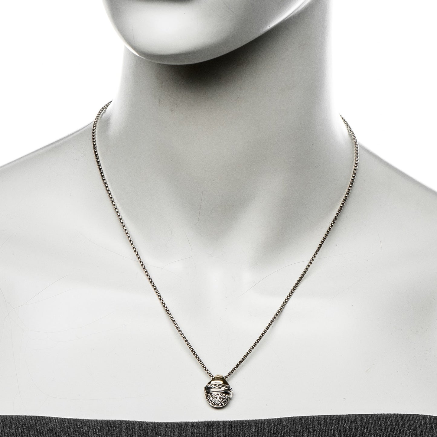 Sterling Silver 18K yellow Gold Diamond Acorn Necklace