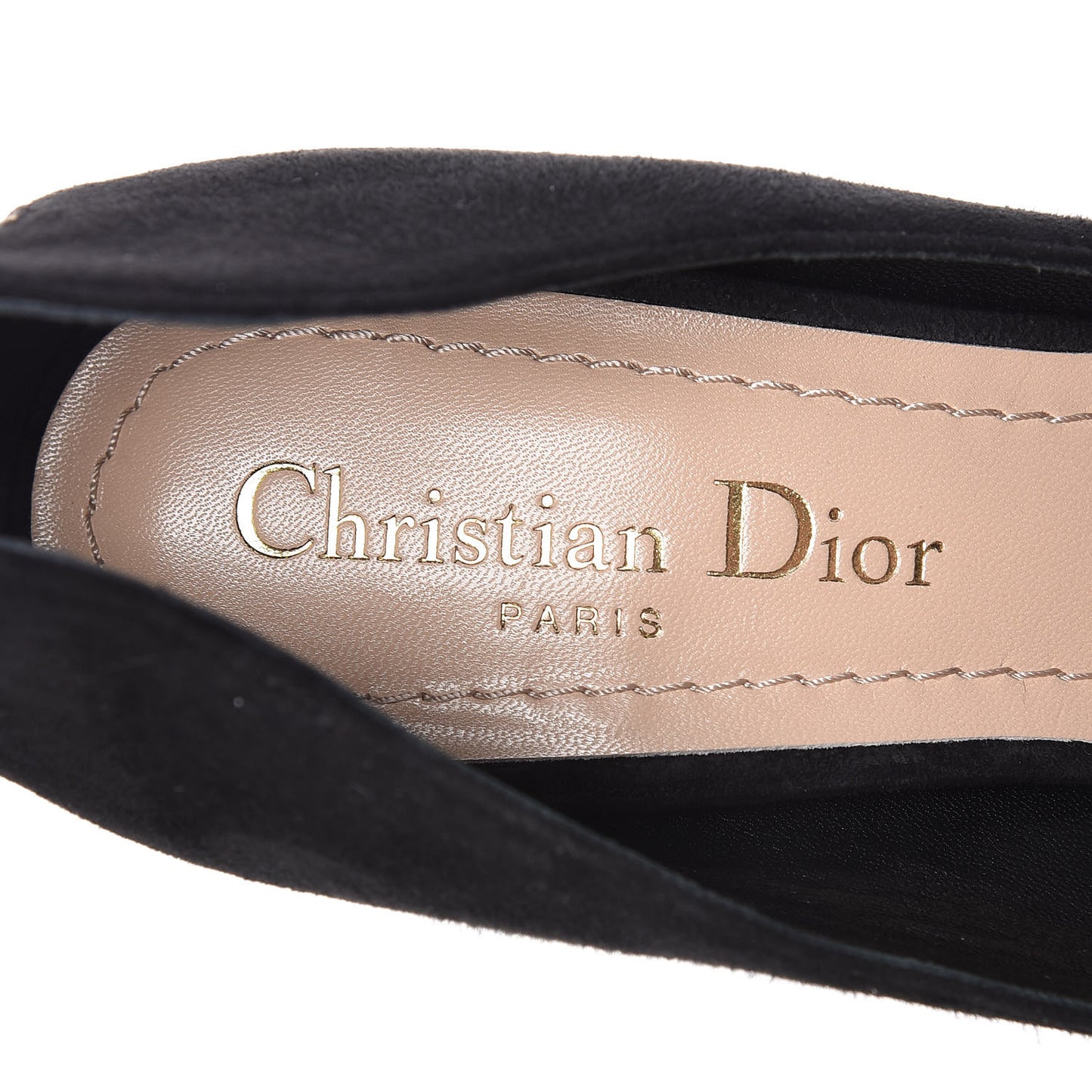 Suede Studded Dioramour Pumps 36.5 Black Gold