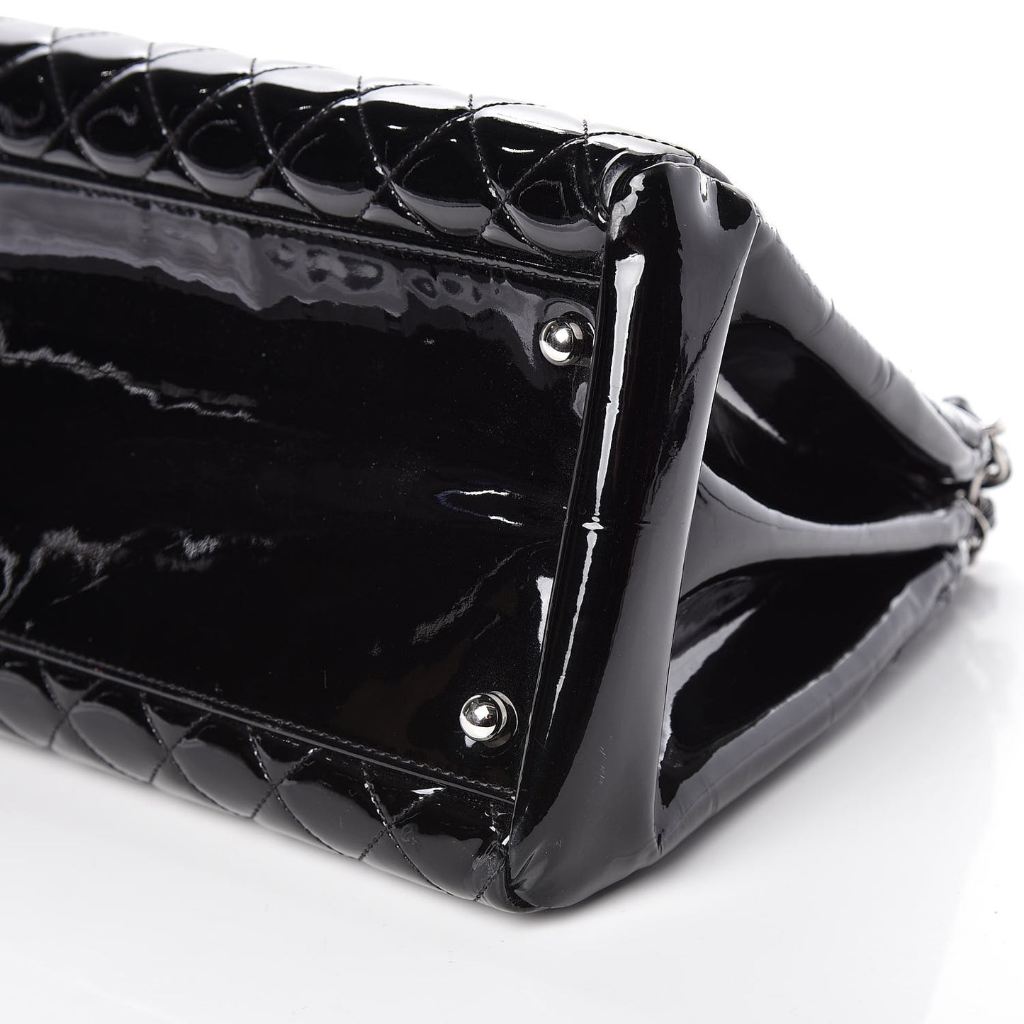 Patent Quilted Large Just Mademoiselle Bowling Bag Black