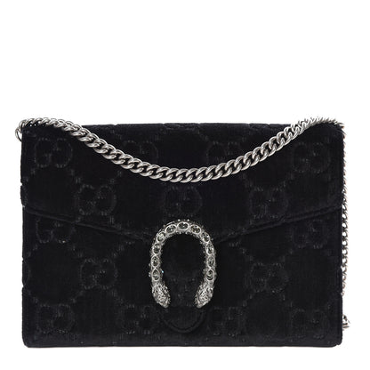 Gucci Velvet GG Monogram Mini Dionysus Chain Wallet Black 1 of 9