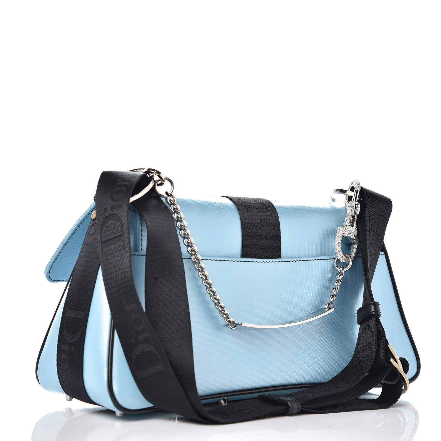 Christian Dior Coated Canvas Crystal Hardcore Bag Light Blue 4 of 8
