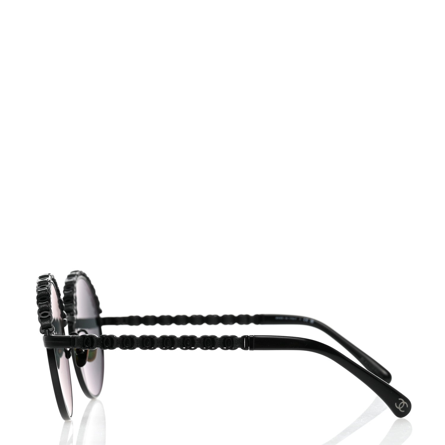 Chanel Metal Calfskin Round Chain Sunglasses 4265-Q Black 3 of 8