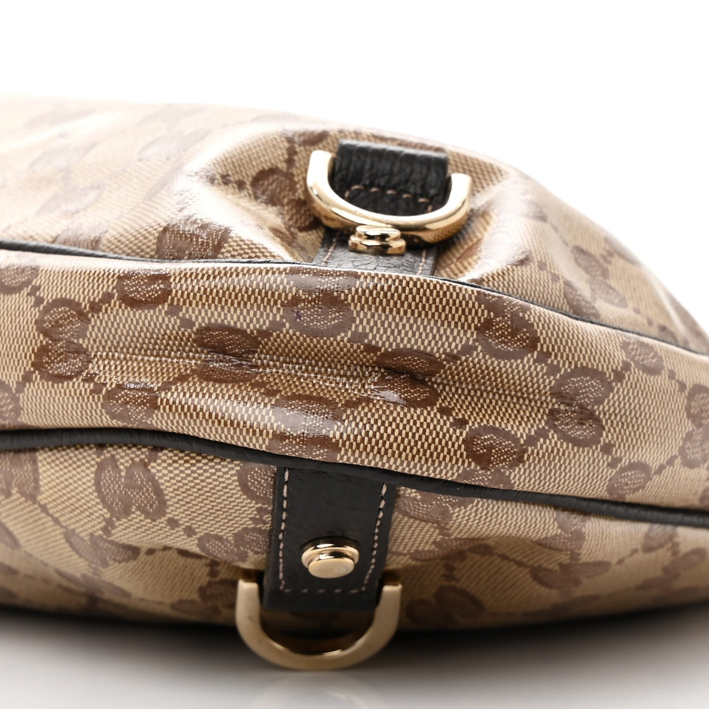 Crystal Monogram Large Abbey D Ring Hobo Dark Brown