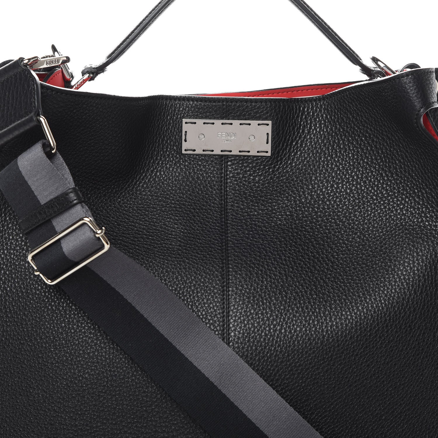 Fendi Cuoio Romano Fabric Marlon Vitello Century Peekaboo X-Lite Fit Black Rosso White Ice 8 of 11