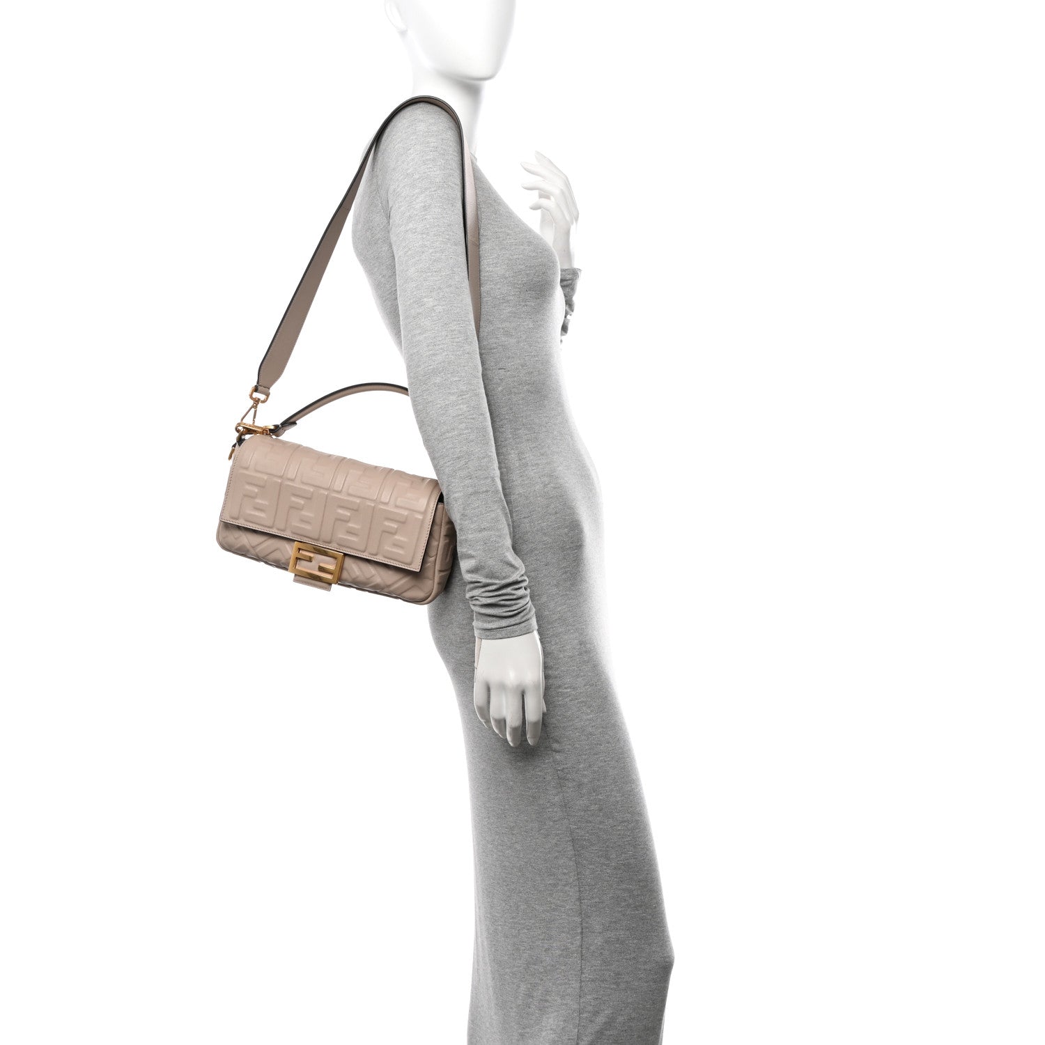 Fendi Nappa FF 1974 Embossed Baguette Camelia 2 of 13