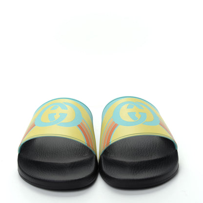 Gucci Rubber GG Rainbow Mens Pursuit Pool Slide Sandals 11 Aquamarine 2 of 10