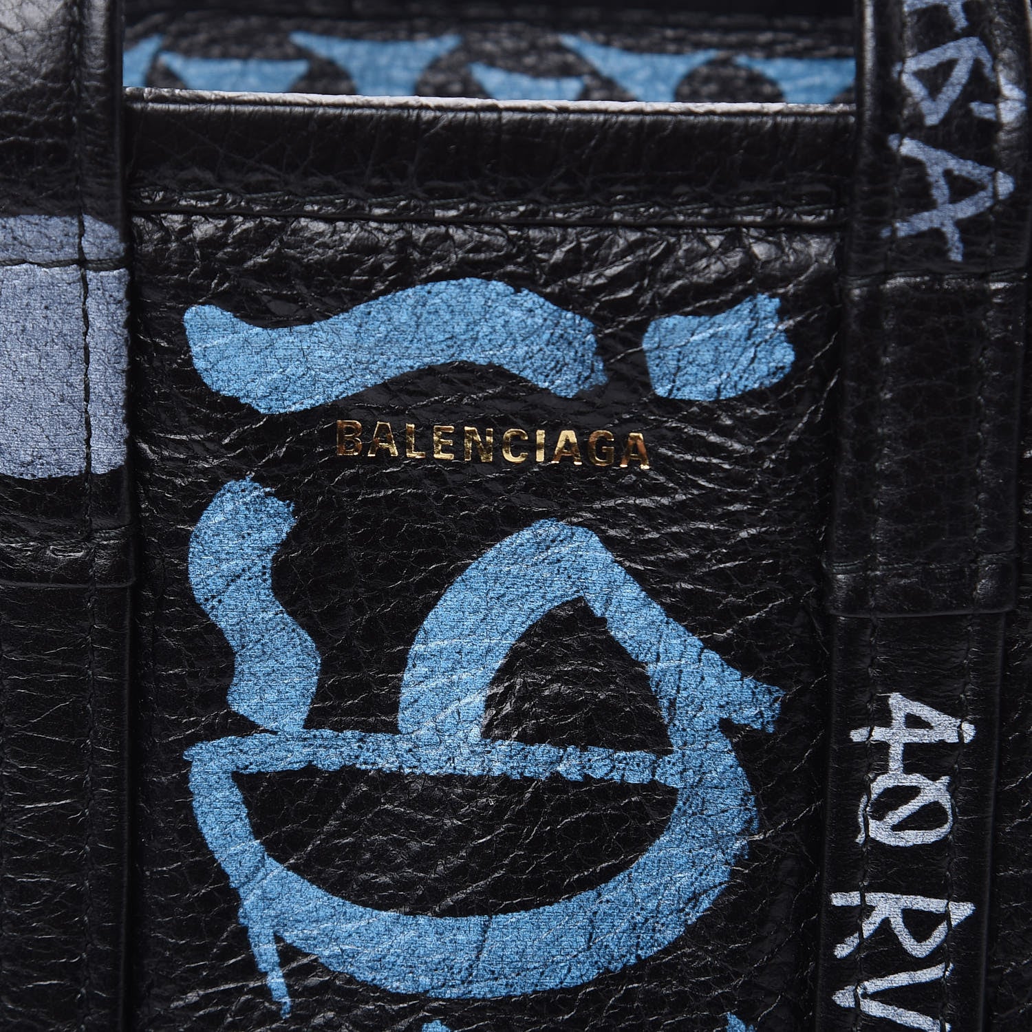 Balenciaga Agneau Arena Graffiti All Over XXS Bazar Shopper Tote Black Multicolor 6 of 9