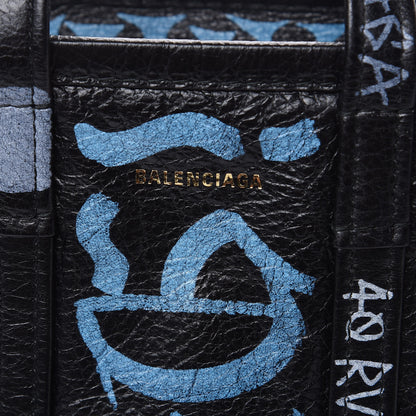 Balenciaga Agneau Arena Graffiti All Over XXS Bazar Shopper Tote Black Multicolor 6 of 9