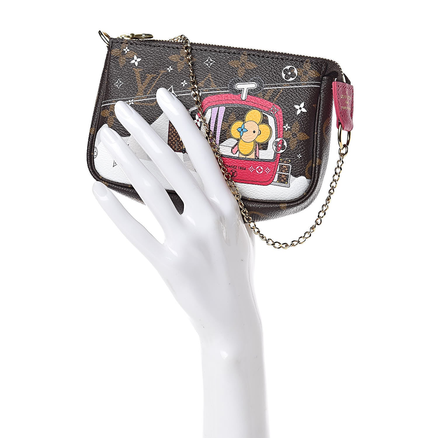 Louis Vuitton Monogram 2019 Christmas Animation Mini Courchevel Pochette Accessories Fuchsia 2 of 7