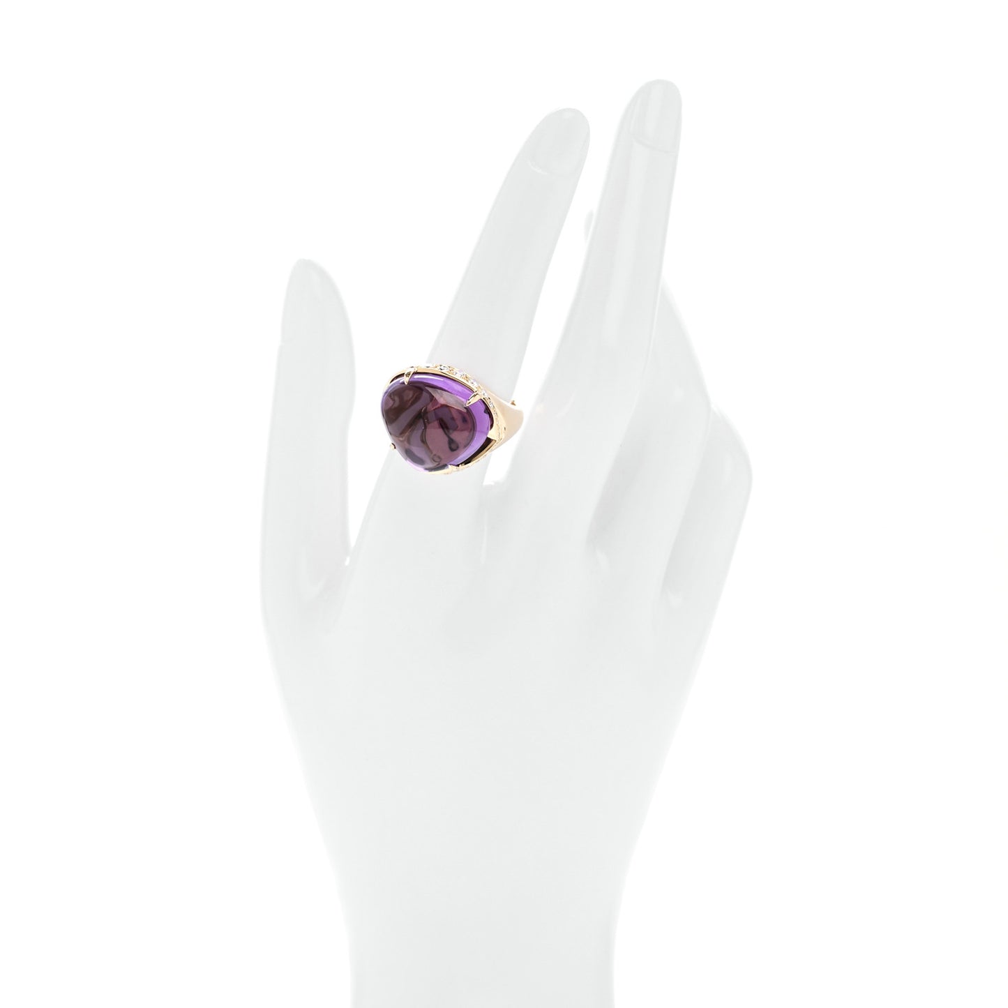 18K Yellow Gold Diamond Amethyst Sassi Ring 55 7.25