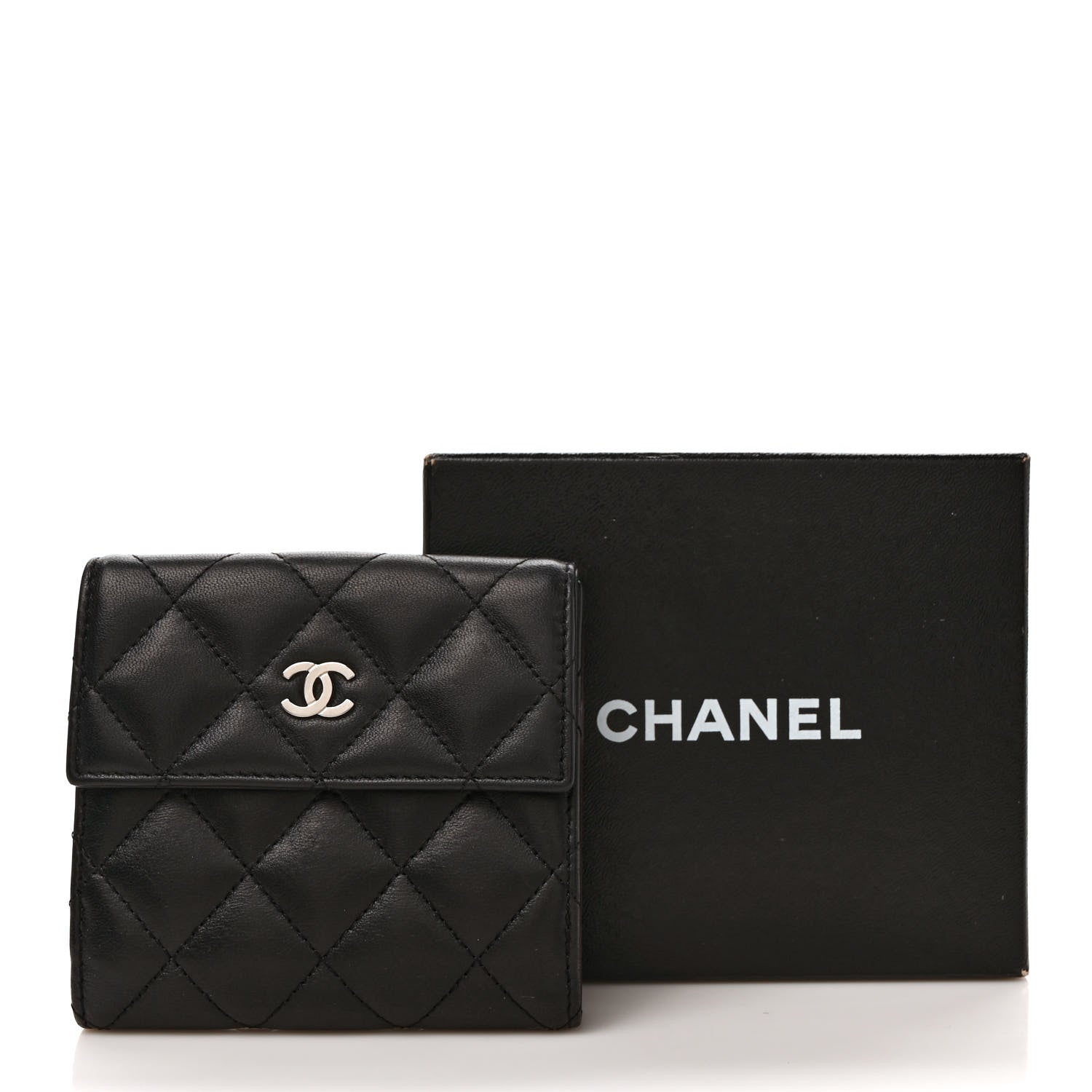 Chanel Lambskin Quilted Compact French Flap Wallet Black 7 of 7
