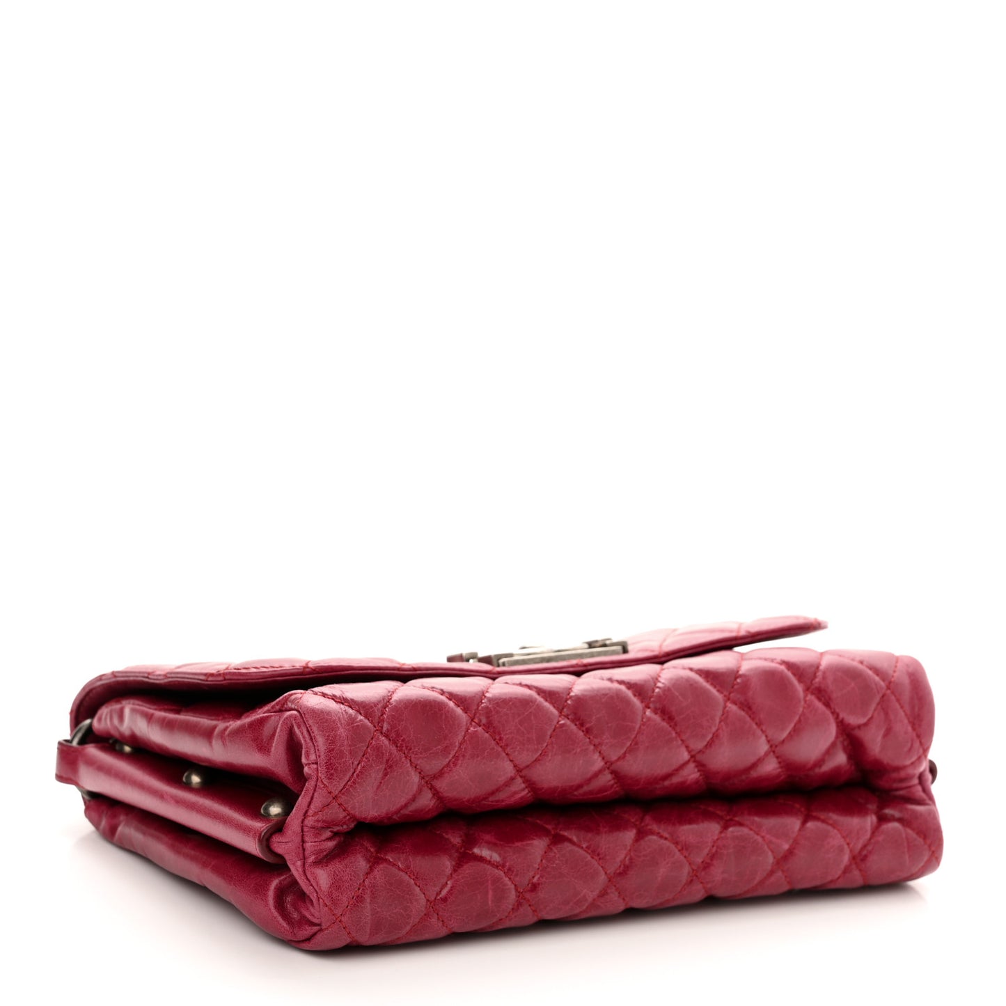 Glazed Calfskin Quilted Soft Boy Flap Red
