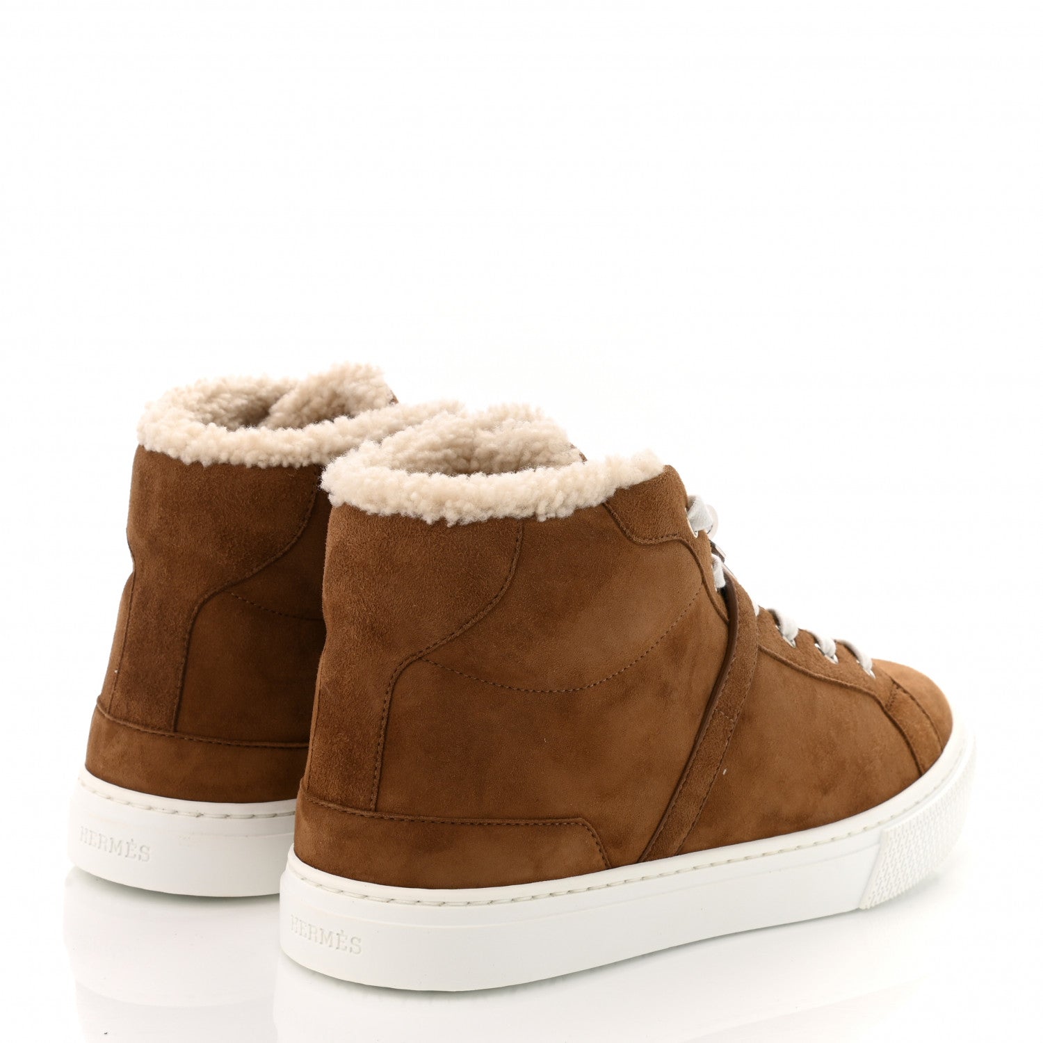 Hermes Suede Goatskin Woolskin Daydream Sneakers 38 Brun Fume Ecru 4 of 8
