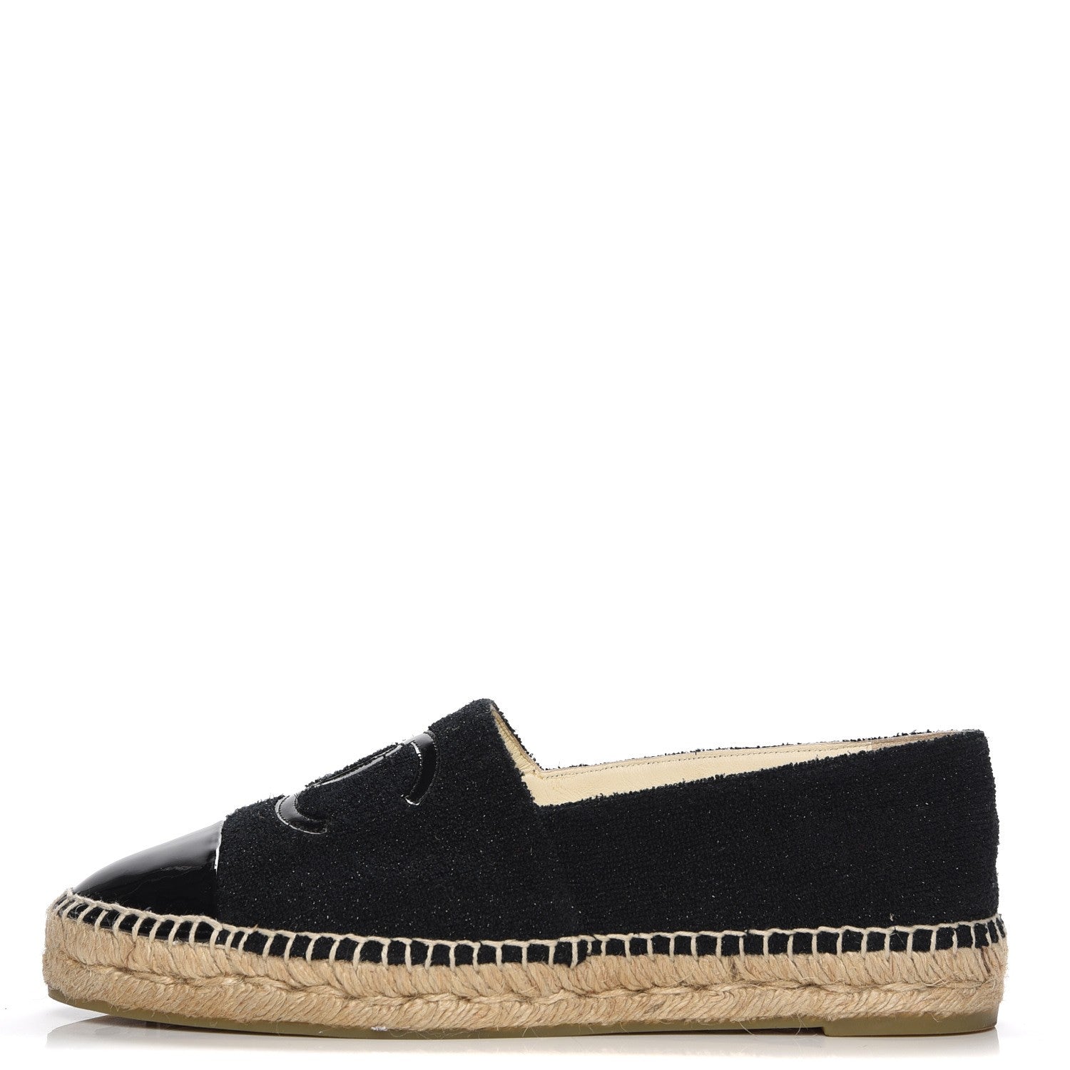 Chanel Fabric Patent Calfskin CC Espadrilles 40 Black 1 of 12