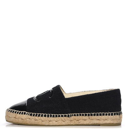 Chanel Fabric Patent Calfskin CC Espadrilles 40 Black 1 of 12