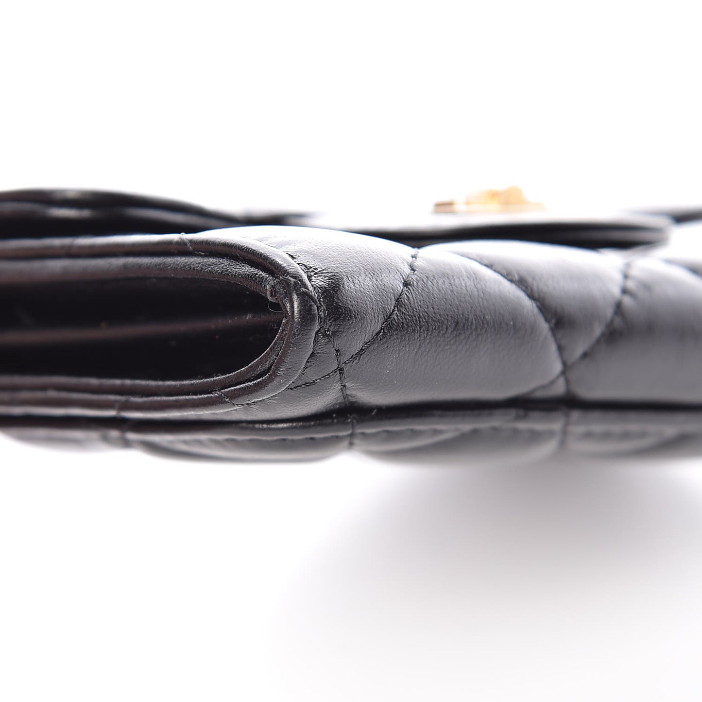 Aged Calfskin Quilted Reissue Flap Card Holder Wallet Black