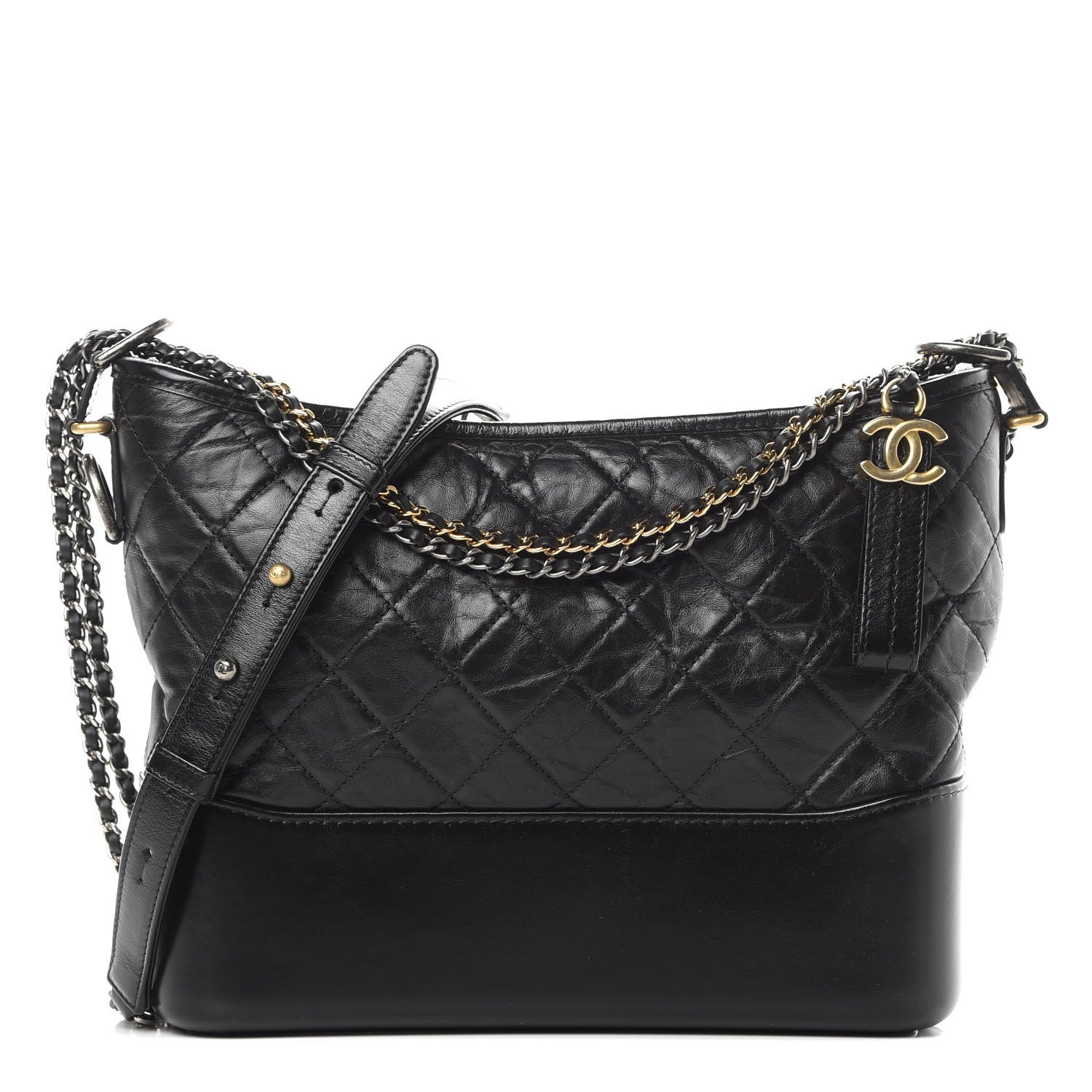 Chanel Aged Calfskin Quilted Medium Gabrielle Hobo Black 1 of 11