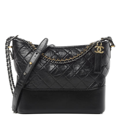 Chanel Aged Calfskin Quilted Medium Gabrielle Hobo Black 1 of 11