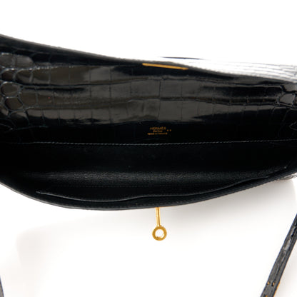 Hermes Shiny Niloticus Crocodile Kelly Cut Pochette Black 5 of 10