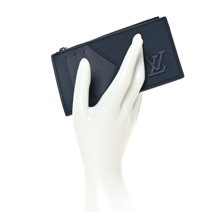 Louis Vuitton Calfskin Aerogram Coin Card Holder Navy Blue 2 of 6