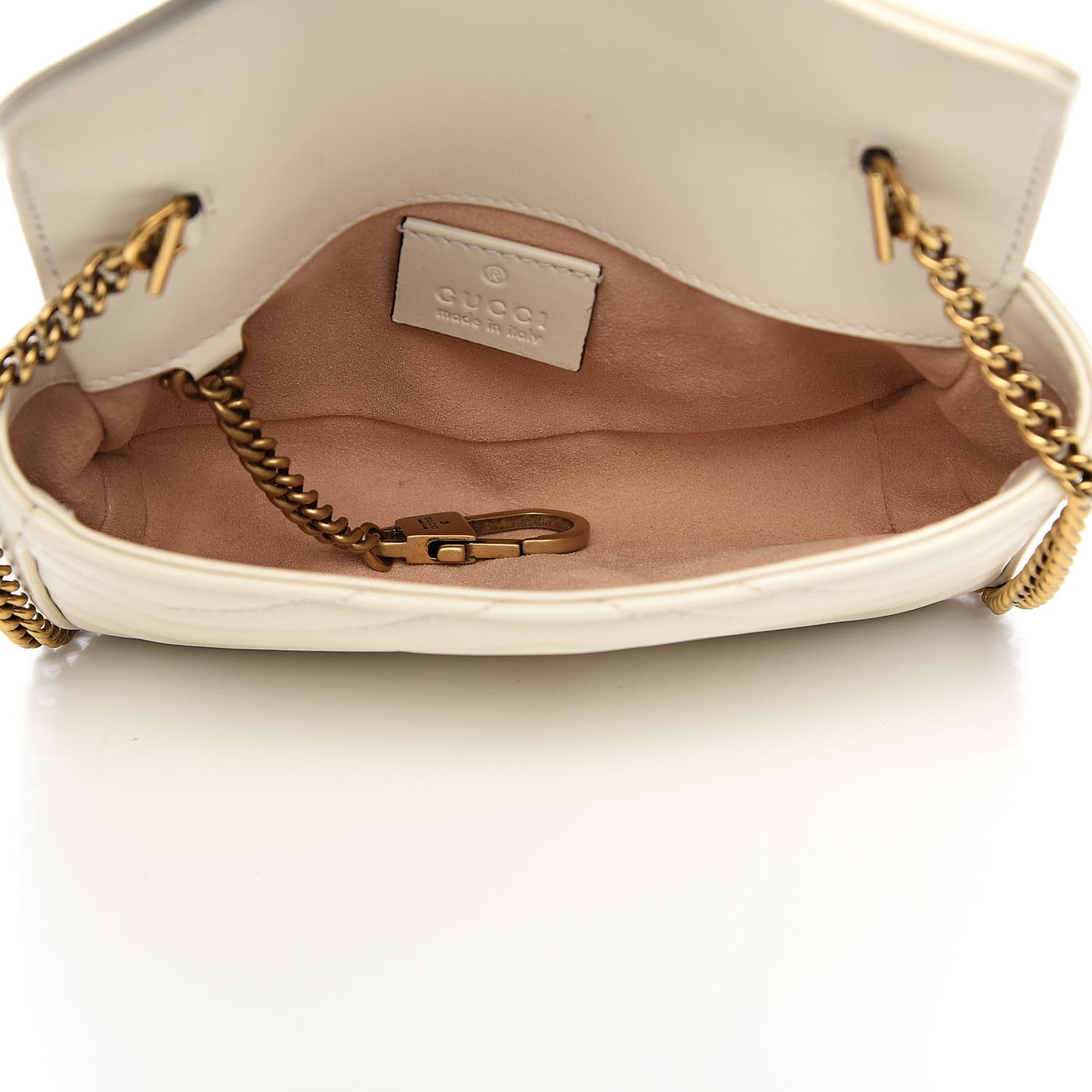 Calfskin Matelasse Super Mini GG Marmont Shoulder Bag White