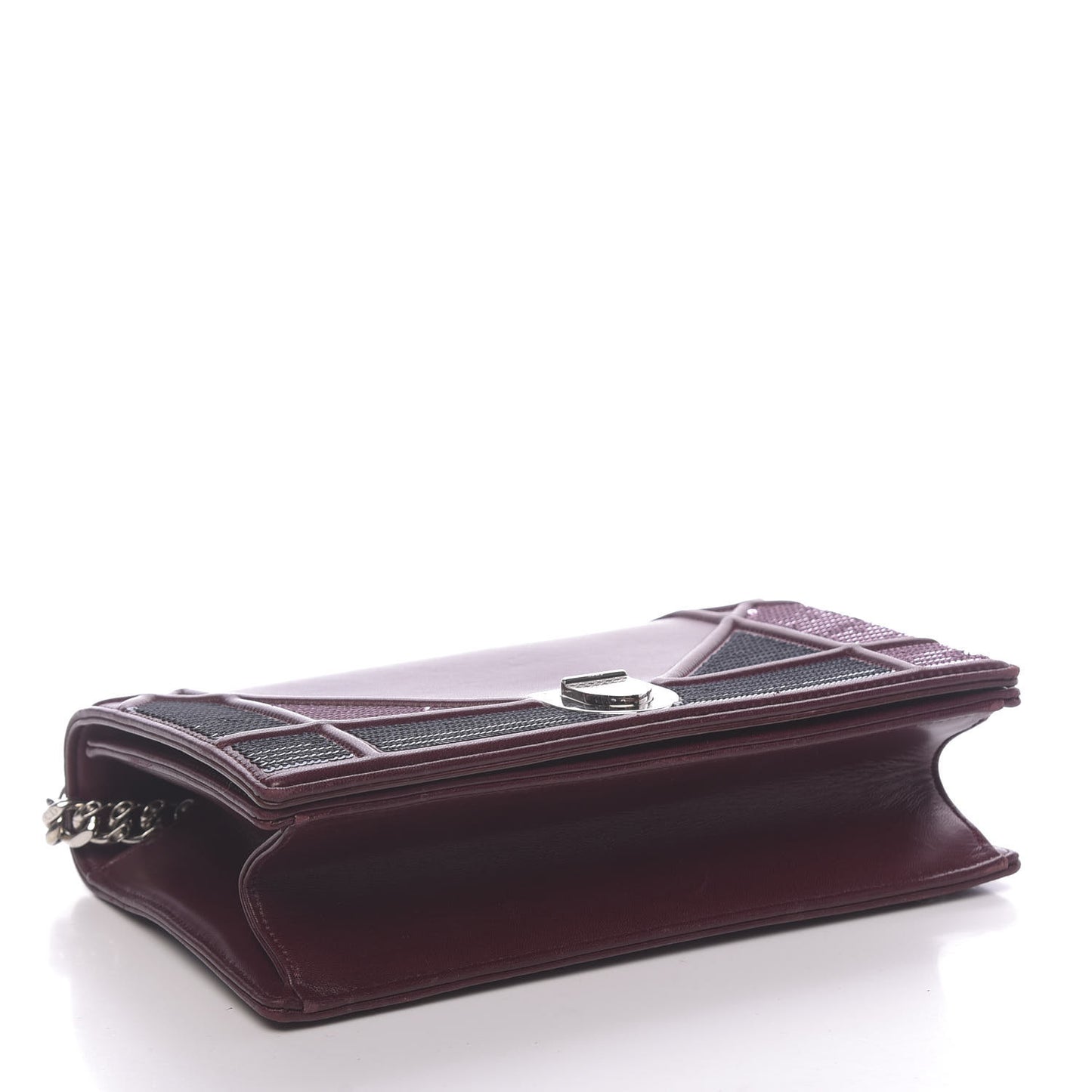 Lambskin Sequin Medium Diorama Flap Bag Plum