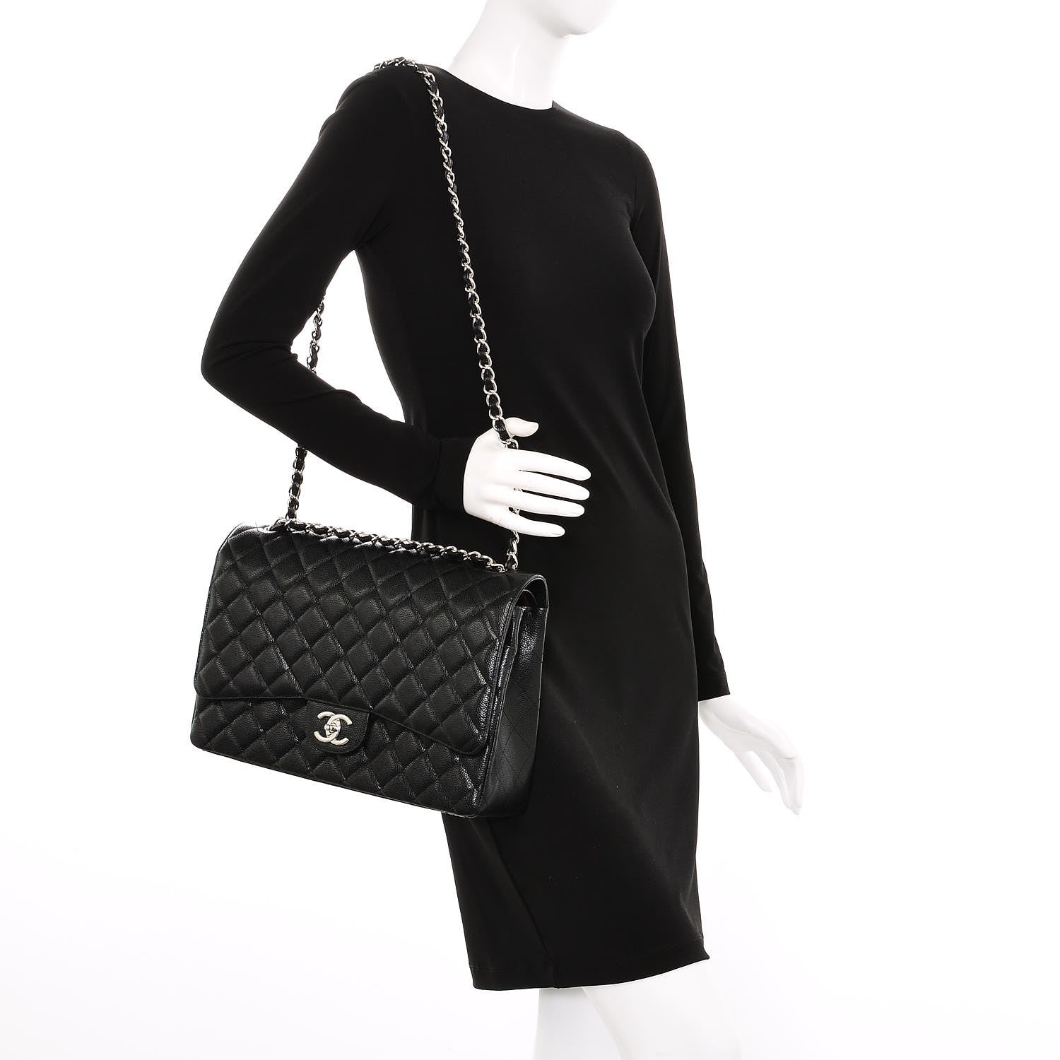 Chanel Caviar Quilted Maxi Double Flap Black 2 of 8