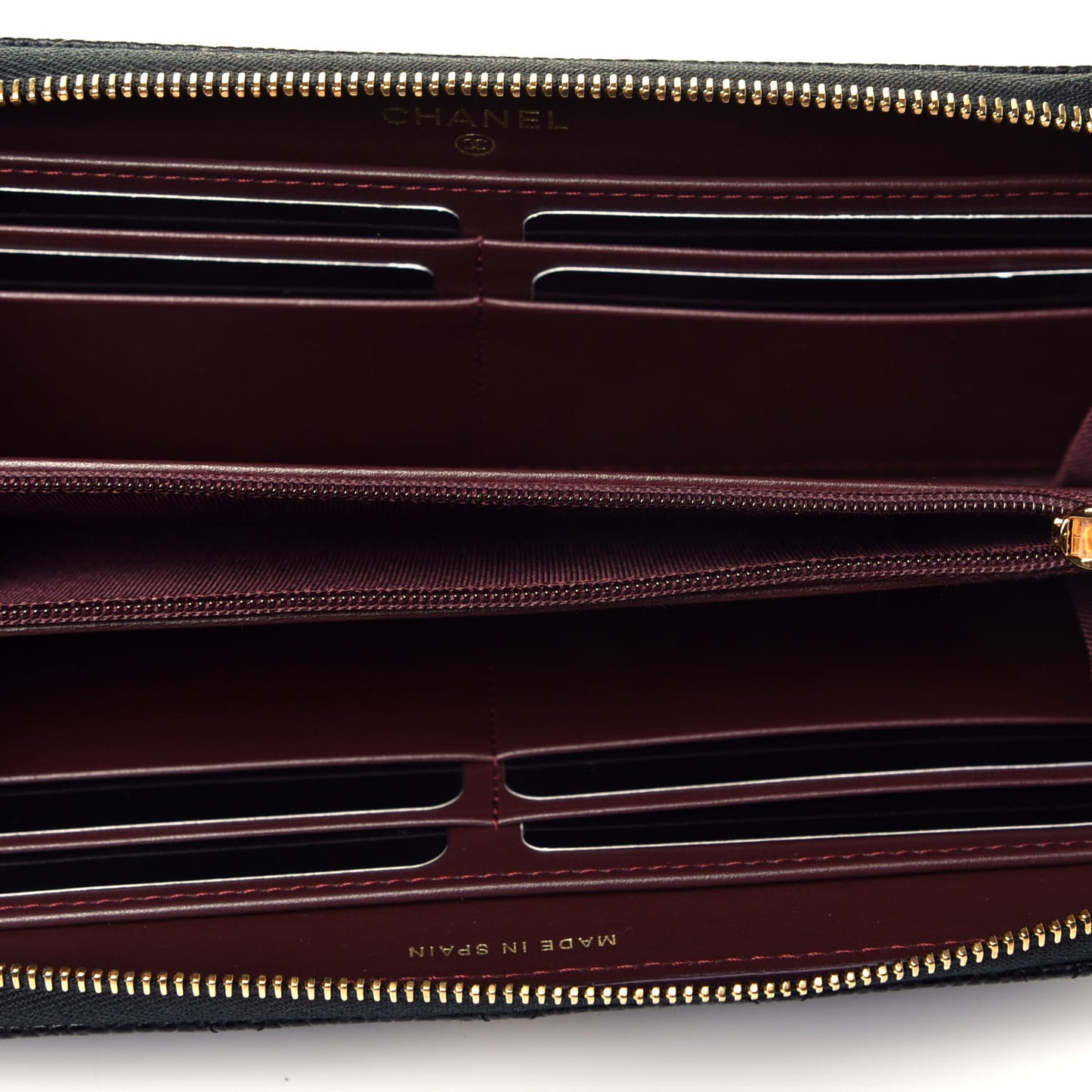 Caviar Quilted Large Gusset Zip Around Wallet Black