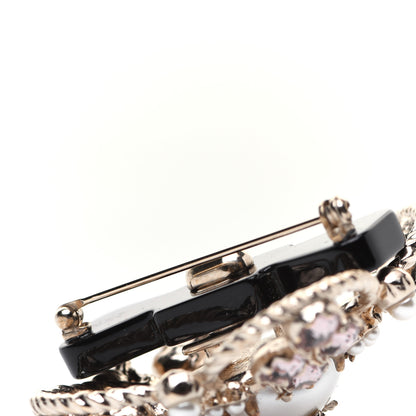 Chanel Pearl Crystal CC Brooch Gold 4 of 6