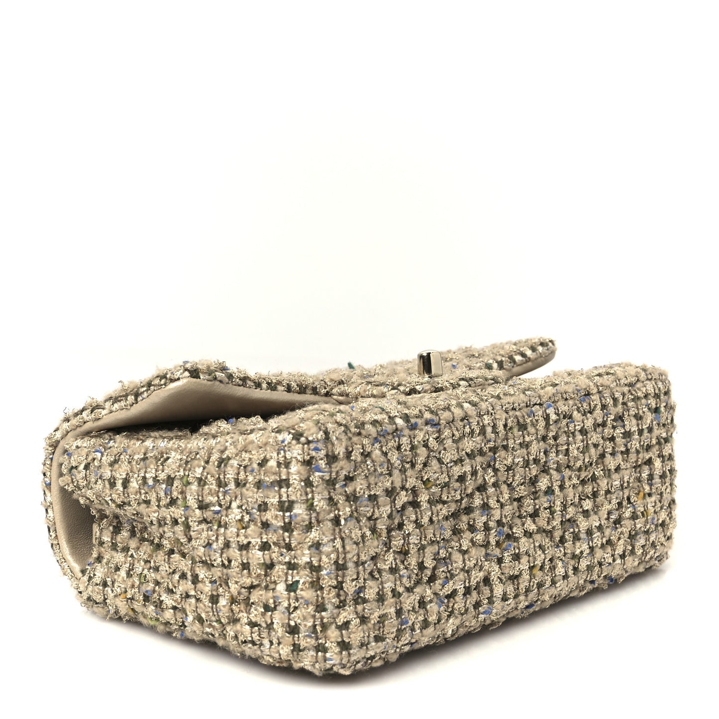 Tweed Quilted Mini Rectangular Flap Beige