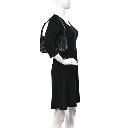 Saint Laurent Calfskin Crocodile Embossed LE 5 A 7 Hobo Black 2 of 9