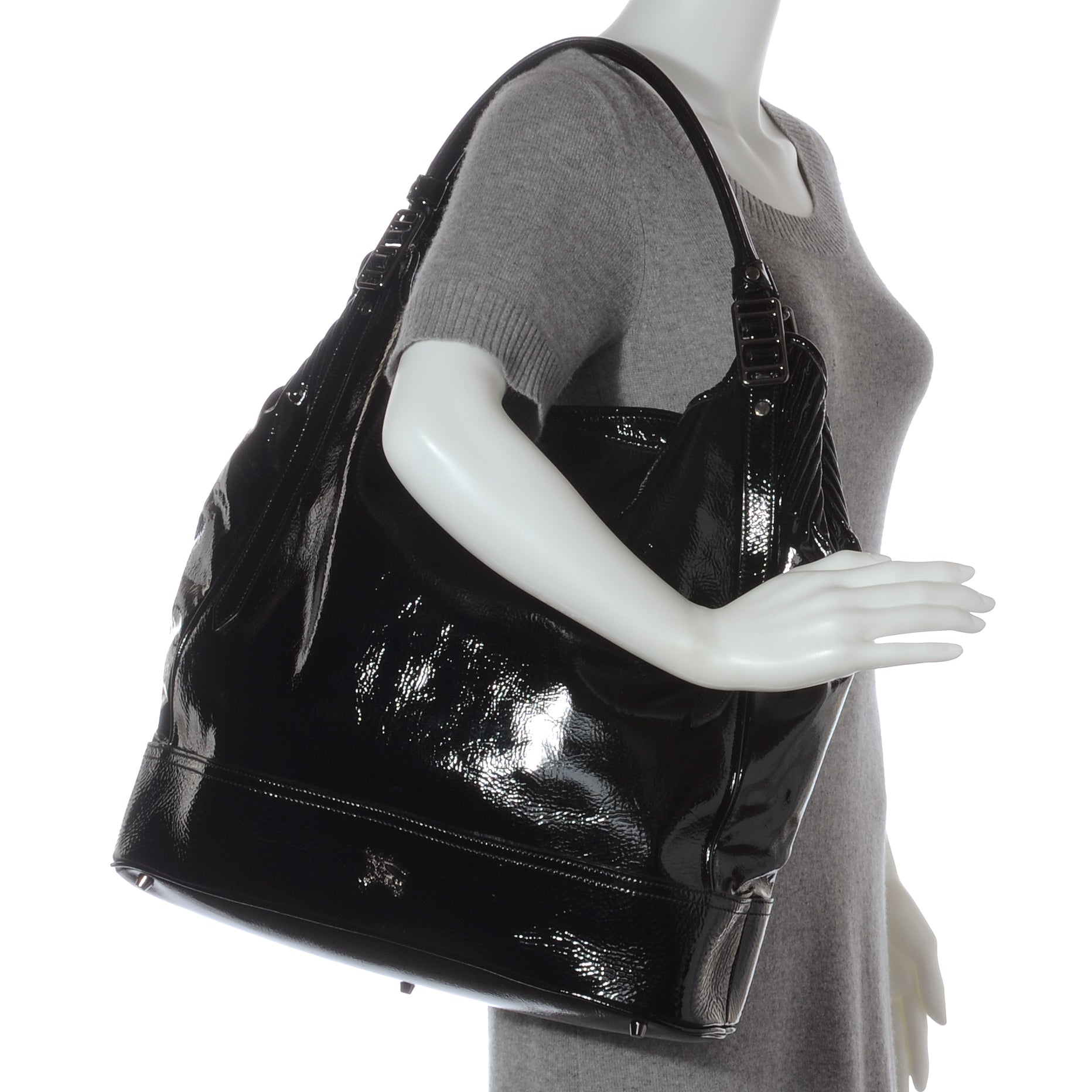Burberry Patent Large Satchel Black 2 of 9