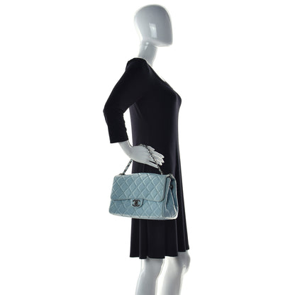 Chanel Glazed Calfskin Quilted Large Coco Soft Flap Light Blue 3 of 36