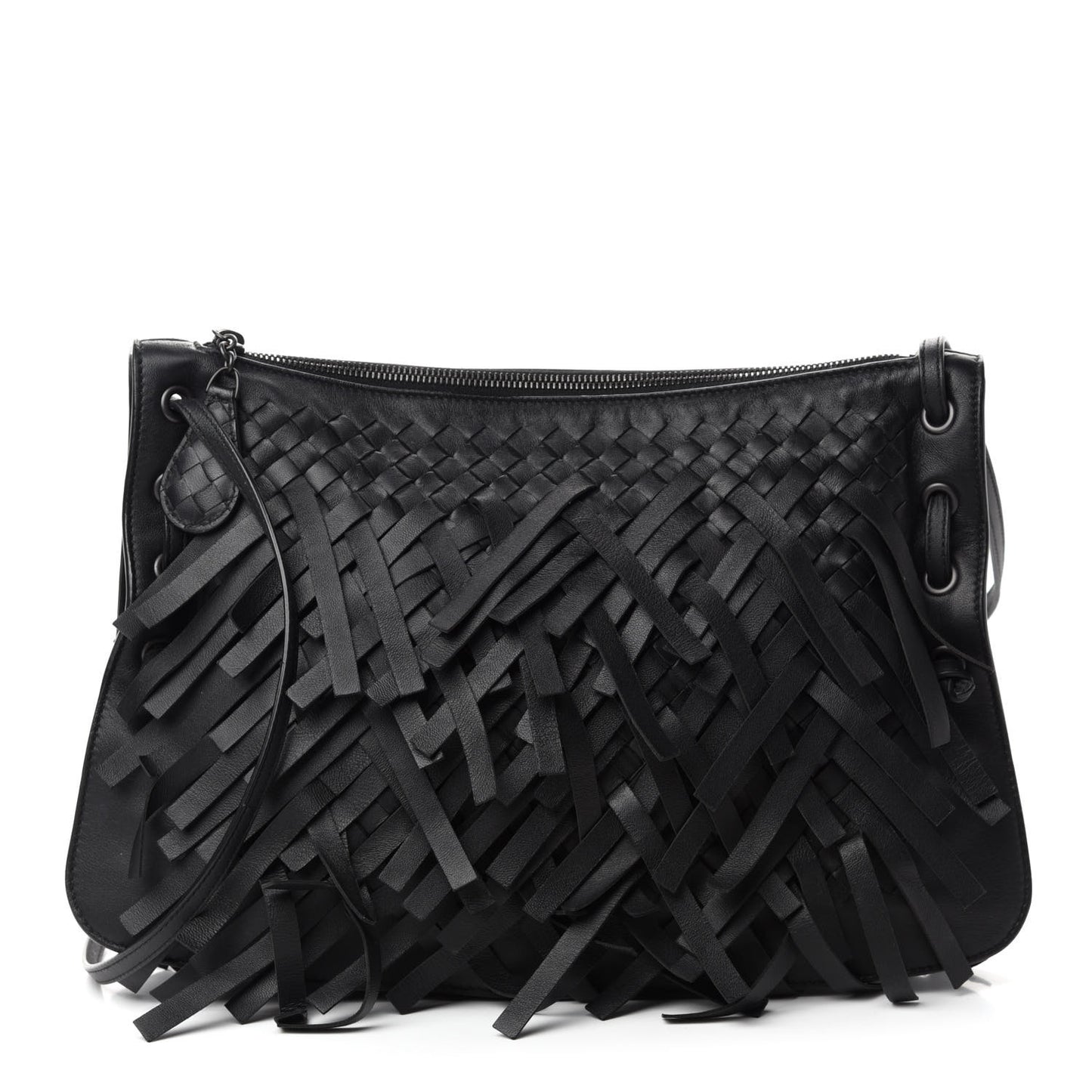 Nappa Intrecciato Palio Fringe Messenger Black