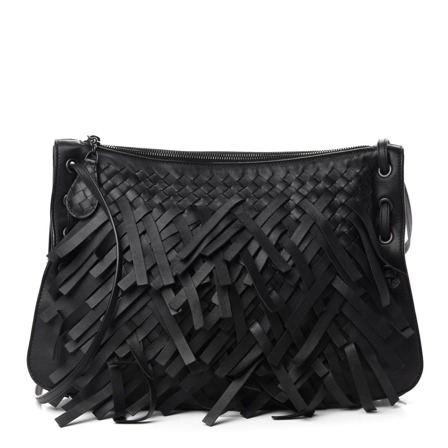 Bottega Veneta Nappa Intrecciato Palio Fringe Messenger Black 1 of 11