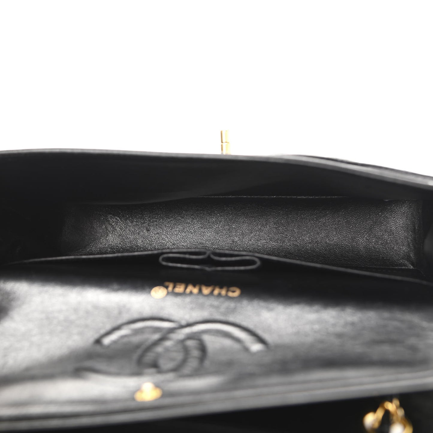 Patent Quilted Medium Double Flap Black