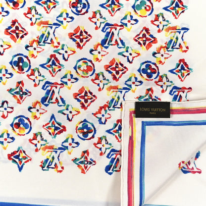 Louis Vuitton Silk Monogram Rainbow Square Scarf White 2 of 3