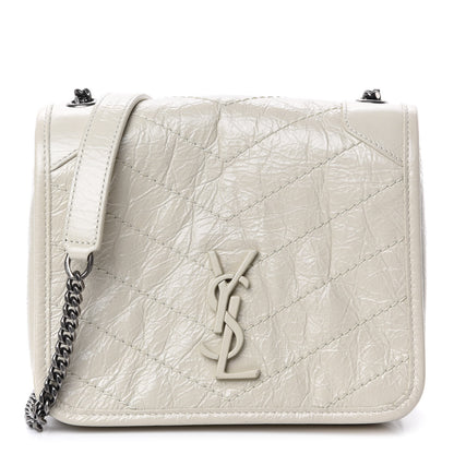 Saint Laurent Crinkled Calfskin Matelasse Monogram Niki Chain Wallet Crema Soft 1 of 11