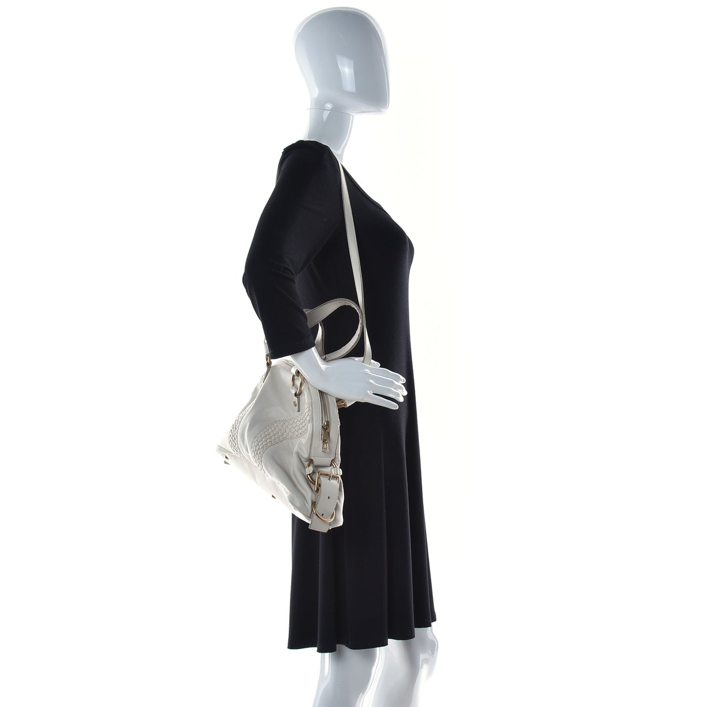 Calfskin Woven Large Muse White