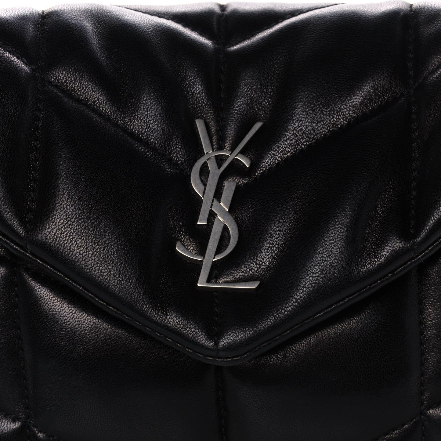 Lambskin Quilted Toy Loulou Puffer Monogram Chain Satchel Black