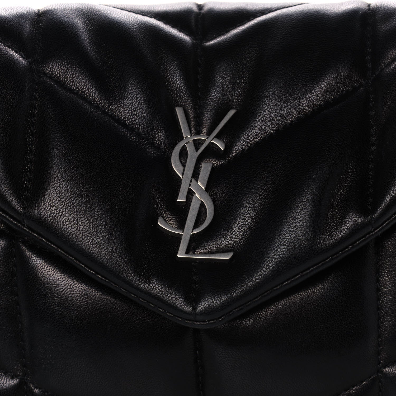 Saint Laurent Lambskin Quilted Toy Loulou Puffer Monogram Chain Satchel Black 9 of 11