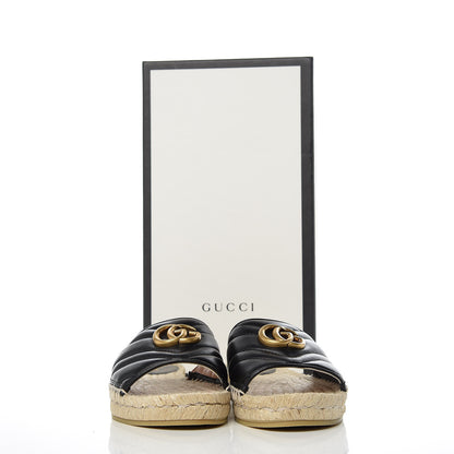 Gucci Nappa Matelasse GG Marmont Espadrille Slide Sandals 37.5 Black 9 of 9