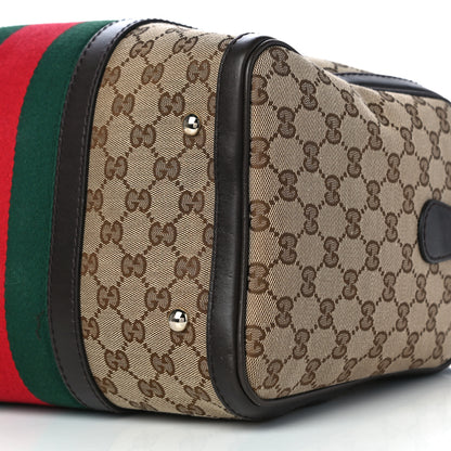 Gucci Monogram Selleria Calfskin Vintage Web Medium Boston Beige Ebony Cocoa 10 of 13