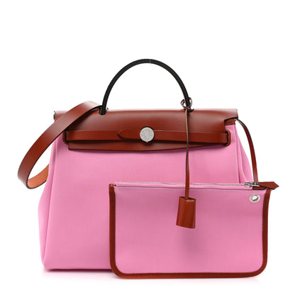 Hermes Military Toile Vache Hunter Herbag Zip Retourne PM 31 Bubblegum 3 of 10