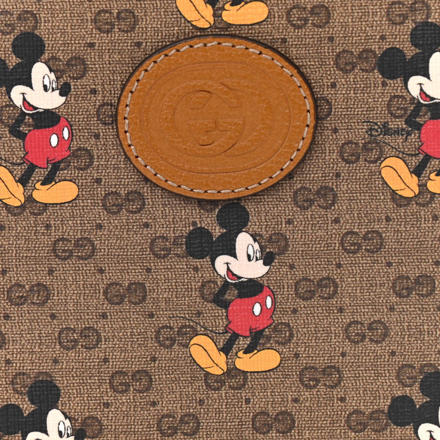 X DISNEY Mini Vintage GG Supreme Monogram Mickey Mouse Round Backpack Beige Vintage Sun Oil