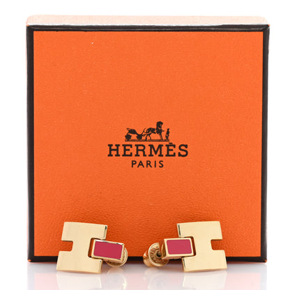 Hermes Rose Gold Lacquer Eileen Earrings Pink 5 of 5