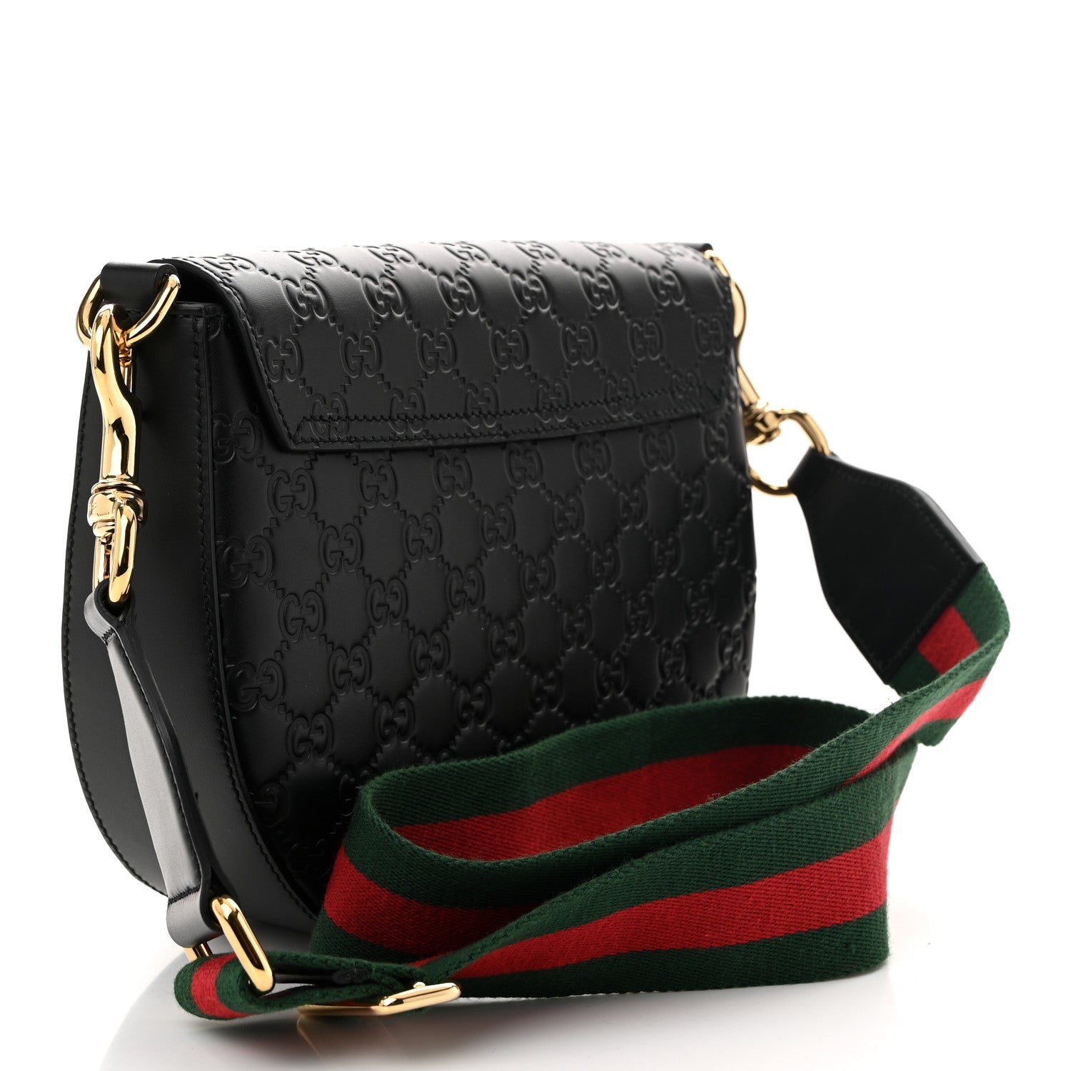 Gucci Guccissima Web Medium Padlock Messenger Shoulder Bag Black 3 of 10