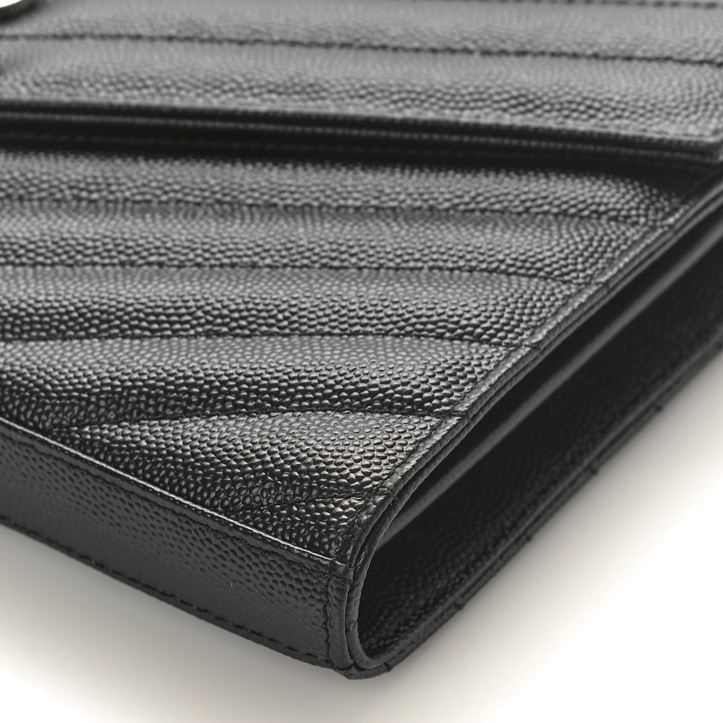 Grain De Poudre Matelasse Chevron Monogram Chain Wallet Black