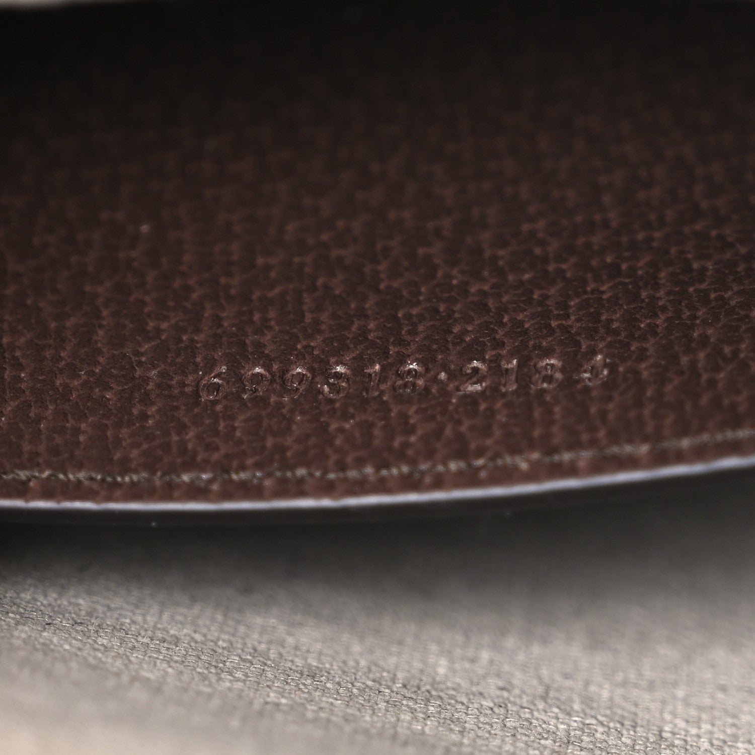Gucci Monogram Jumbo GG Textured Dollar Calfskin Pouch Camel Ebony New Acero Camel Ebony New Acero 7 of 7